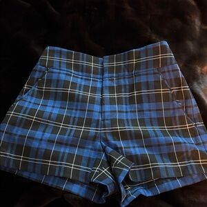 Alice + Olivia Blue and Black Checkered Shorts